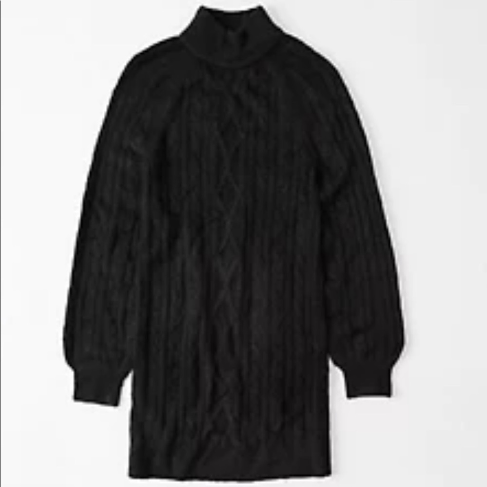Abercrombie & Fitch Black Cable Knit Turtleneck Sweater Dress
